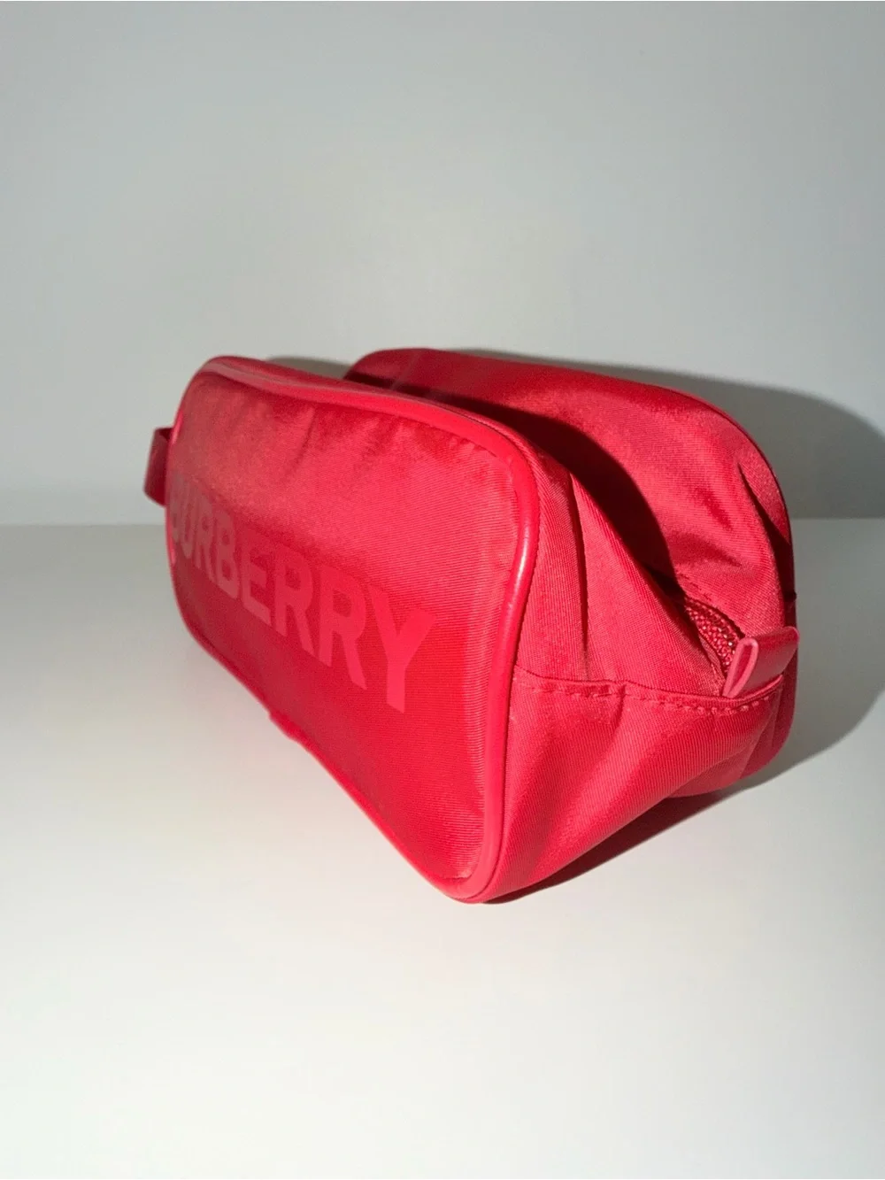 Burberry Red Nylon Make-Up Toiletry Pouch